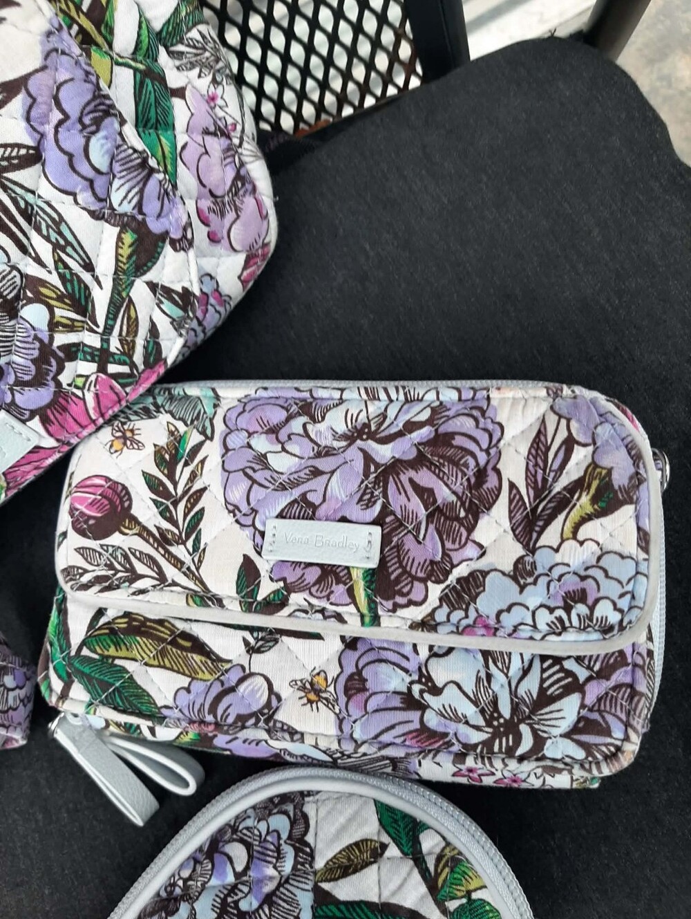 VERA BRADLEY 2019 "Carson" Bag 3 Pc "Lavender Meadow" Set - Picture 3 of 12